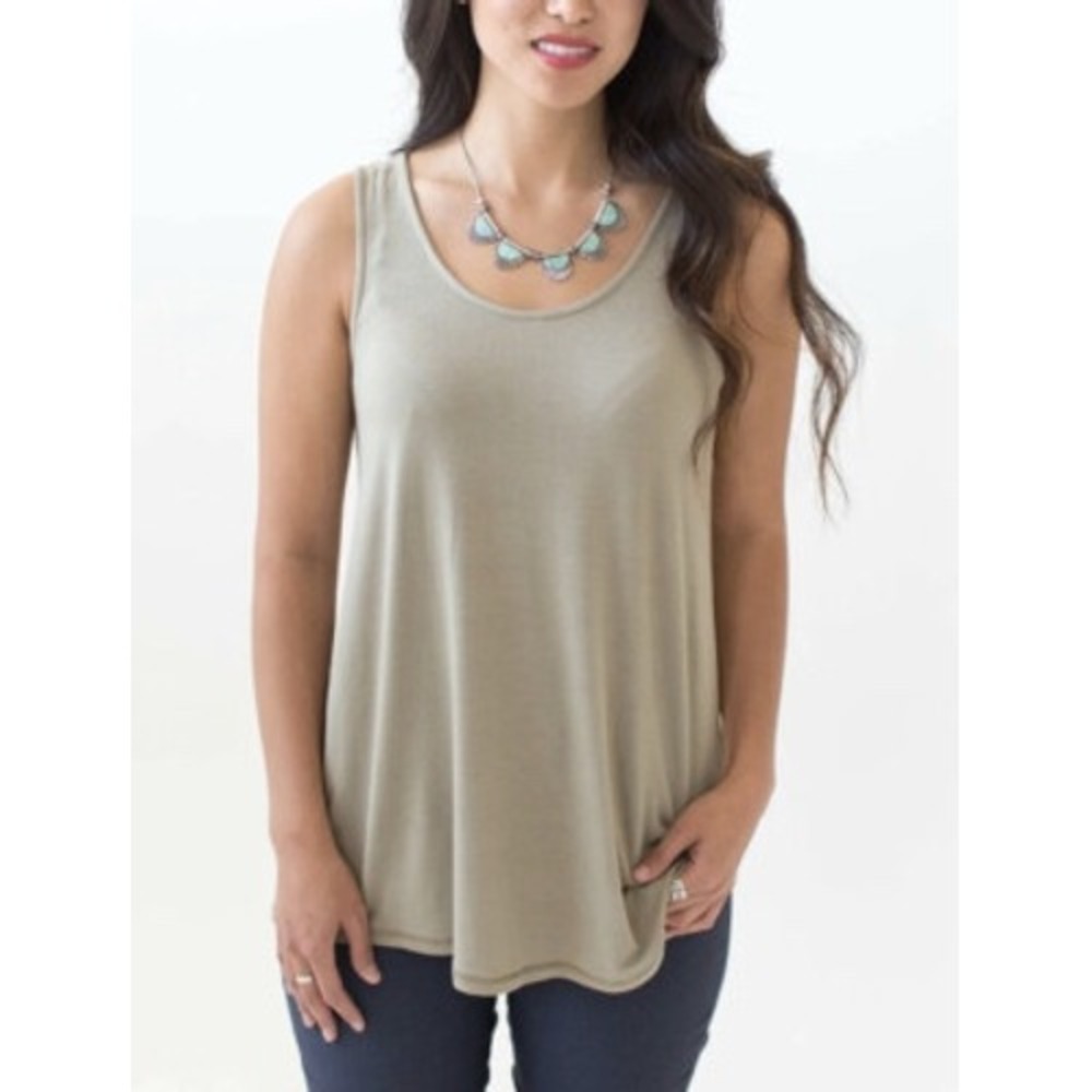 Agnes & Dora Neutral Beige Modal Tank Top Stretch Basic Women's XS‎